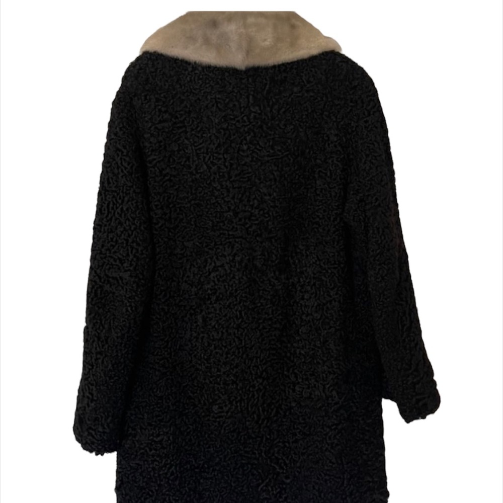 Vintage Black Persian Astrakhan Lamb Mink Fur Trim Coat by FUR SALON the… - Picture 3 of 11